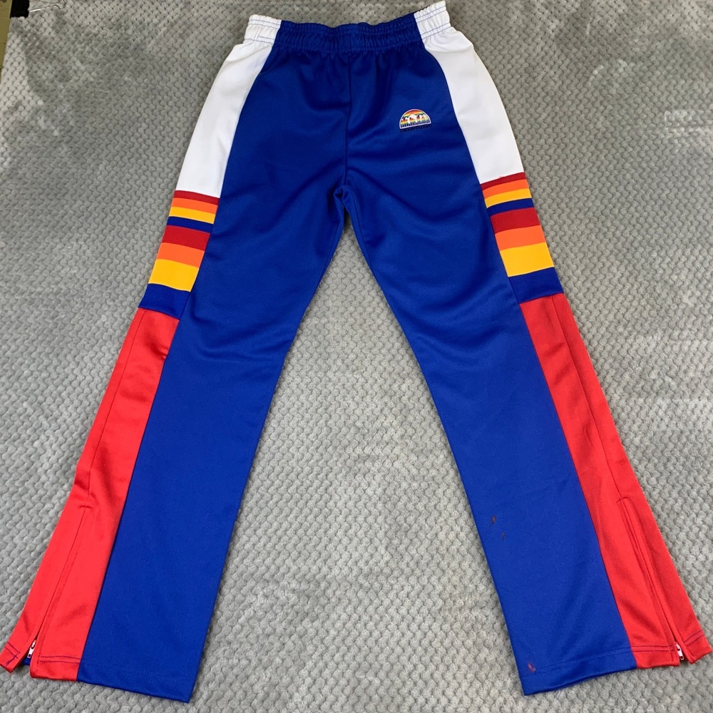 NBA Hardwood Classics Denver Nuggets Track Pants Mens M Blue Rainbow Skyline VTG